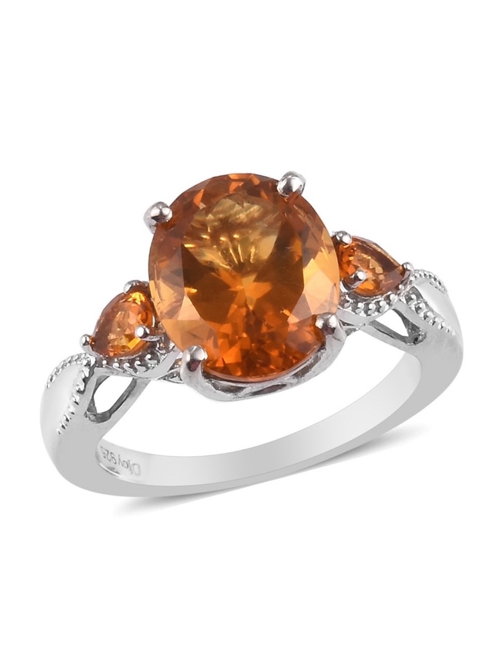 925 Sterling Silver Serra Gaucha Citrine Ring - Orange Gemstone Size 7